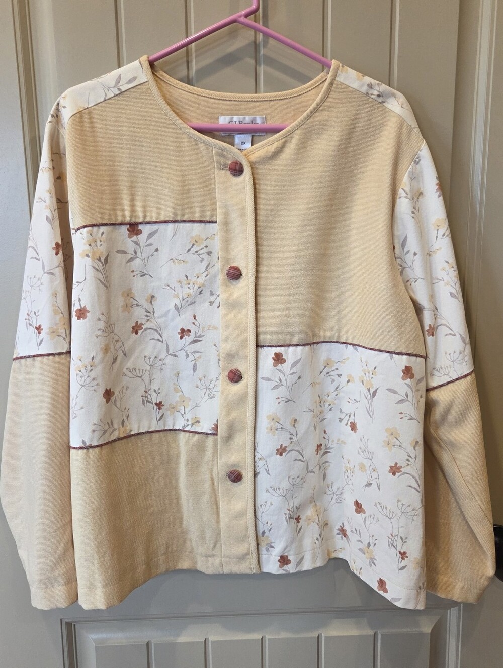C.J. Banks Floral Colorblock Jacket 2X Vintage Cottagecore Shacket Floral Mix